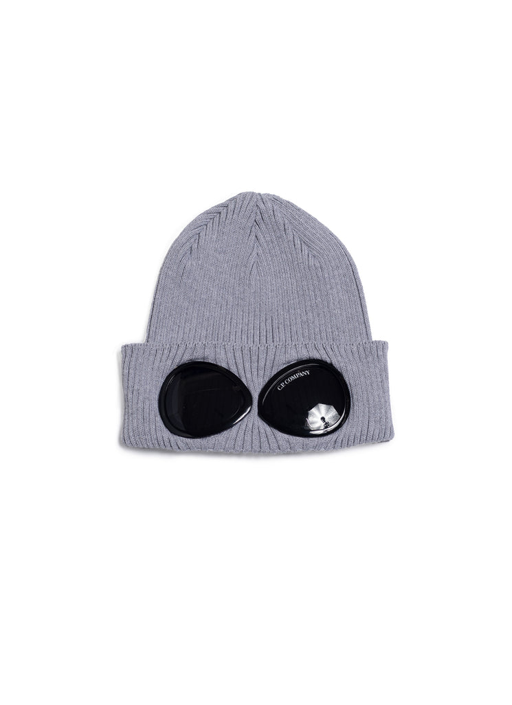 merino/nylon mixed goggle knit C.P. COMPANY "COTTON GOGGLE BEANIE" GRAY MELANGE
