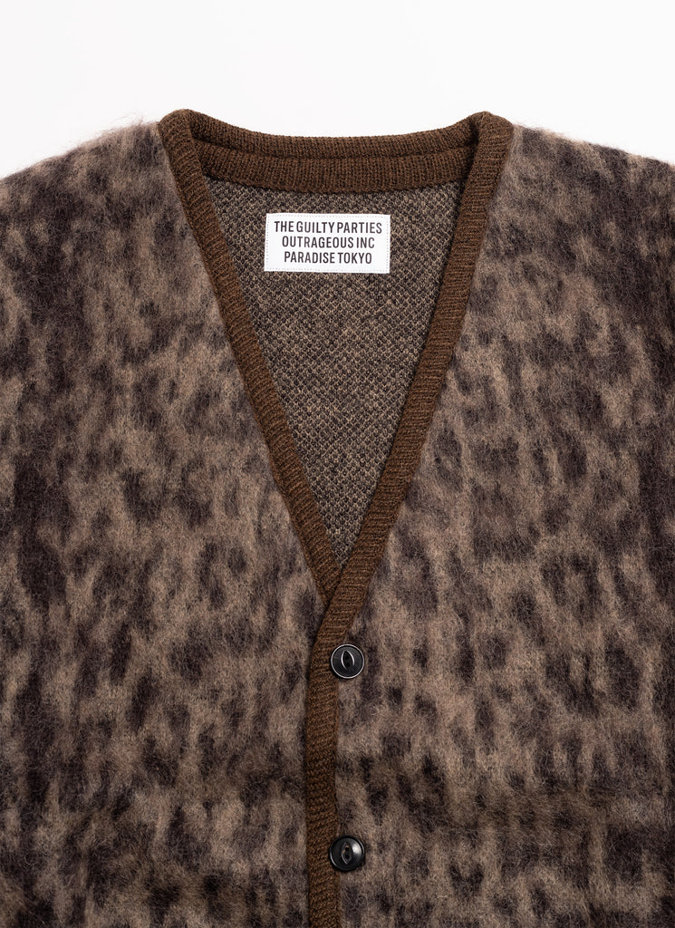 買い店舗WACKO MARIA Leopard MOHAIR Cardigan GRAY トップス