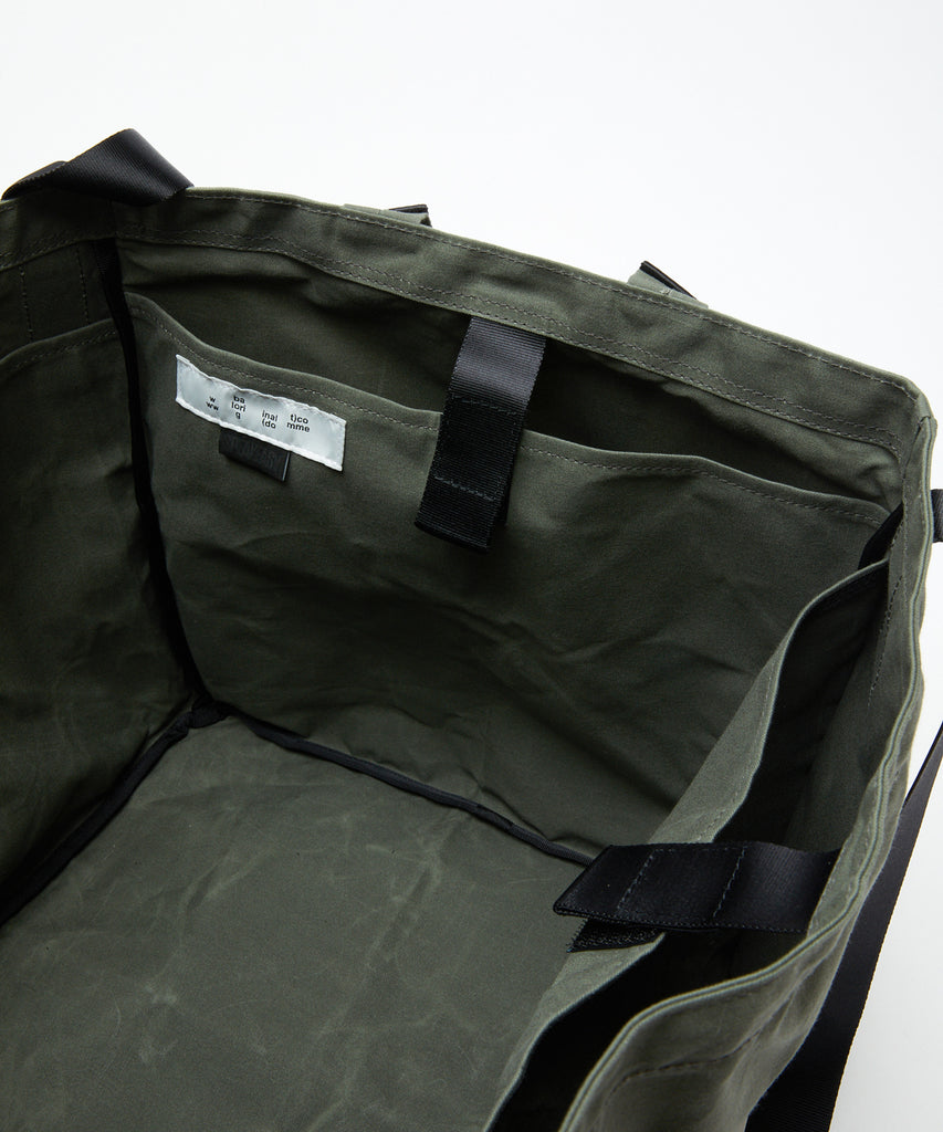 BAL ORIGINAL "BAL X SPEAK EASY PARAFFIN SQUARE 2WAY TOTE BAG" DARK OLIVE