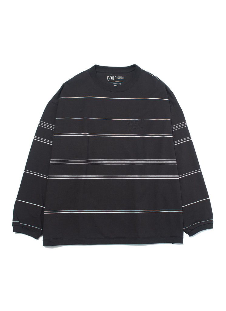 F/CE. "RE LOGO LONG SLEEVE BORDER T-SHIRT" BLACK