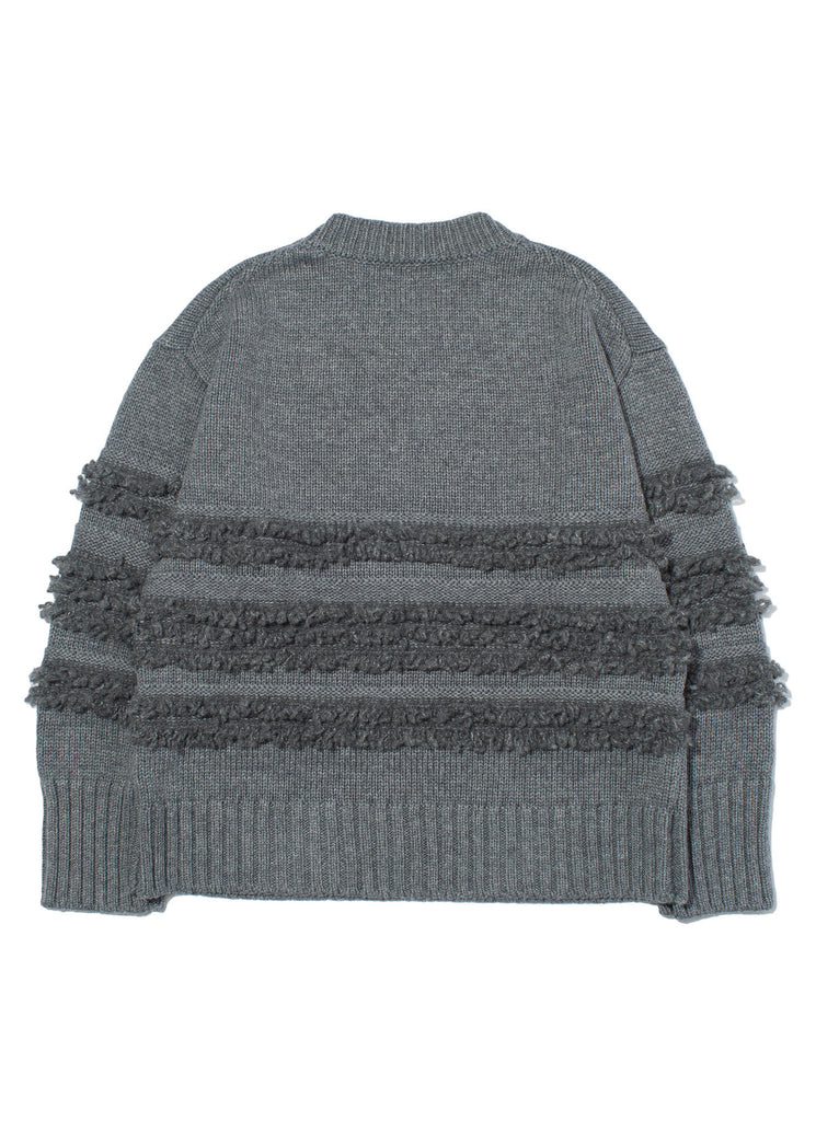 F/CE. "DUAL TEXTURE SHIFTED LINES KNIT" GRAY