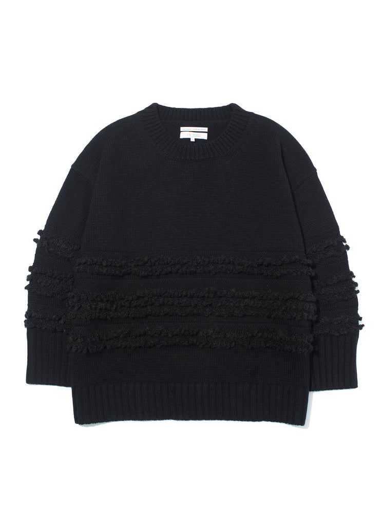 F/CE. "DUAL TEXTURE SHIFTED LINES KNIT" BLACK