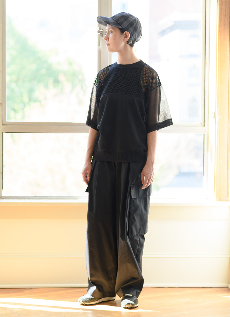 F/CE. "SHEER AND MESH KNIT TOP" BLACK