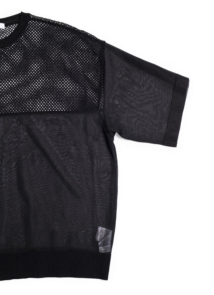 F/CE. "SHEER AND MESH KNIT TOP" BLACK