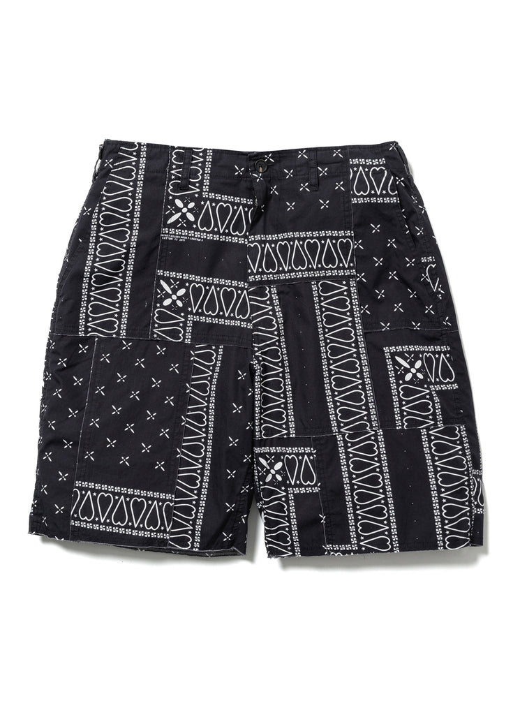 FLAGSTUFF "BANDANA PATCHWORK SHORTS" BLACK