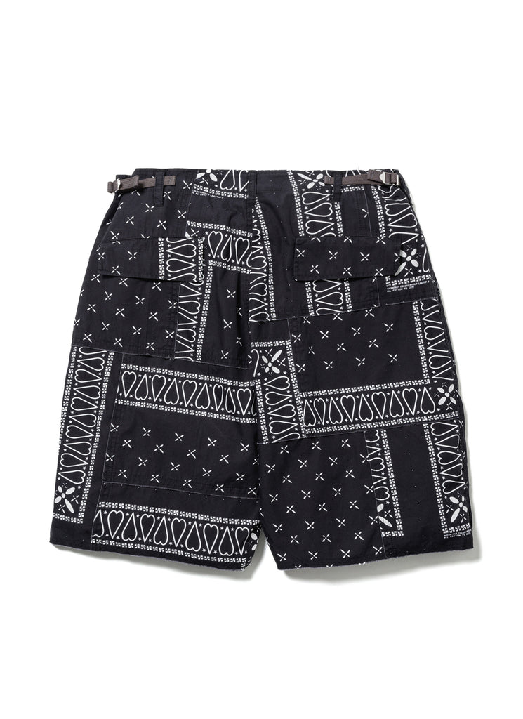 FLAGSTUFF "BANDANA PATCHWORK SHORTS" BLACK