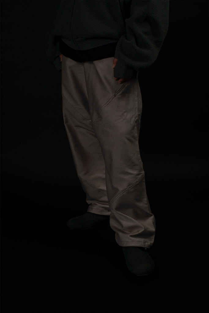 GOLDWIN 0 "COTTON SILK BLEND HELICOID WIDE PANTS" BIOTITE