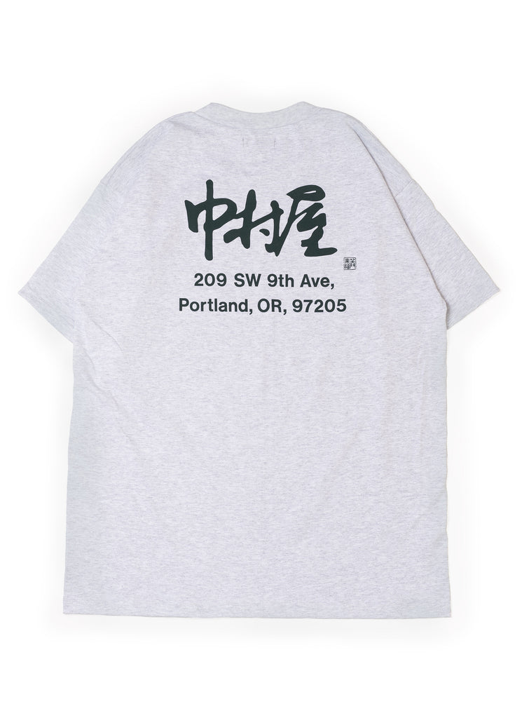 NAKAMURAYA "KANJI HEAVYWEIGHT S/S T-SHIRT" ASH X DARK GREEN