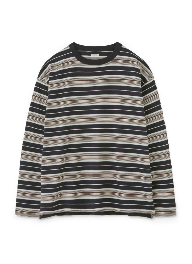 PHIGVEL MAKERS & CO "BORDER L/S TOP" NAVY X BROWN