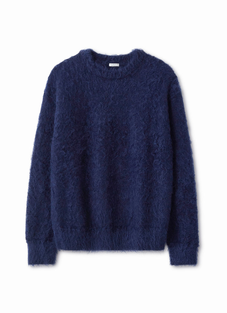 PHIGVEL MAKERS & CO "SHAGGYDOG MOHAIR CREW NECK SWEATER" INK BLUE