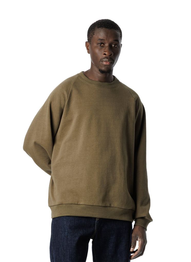 SANDINISTA MFG "AMERICAN COTTON RAGLAN SLEEVE SWEATSHIRT" OLIVE