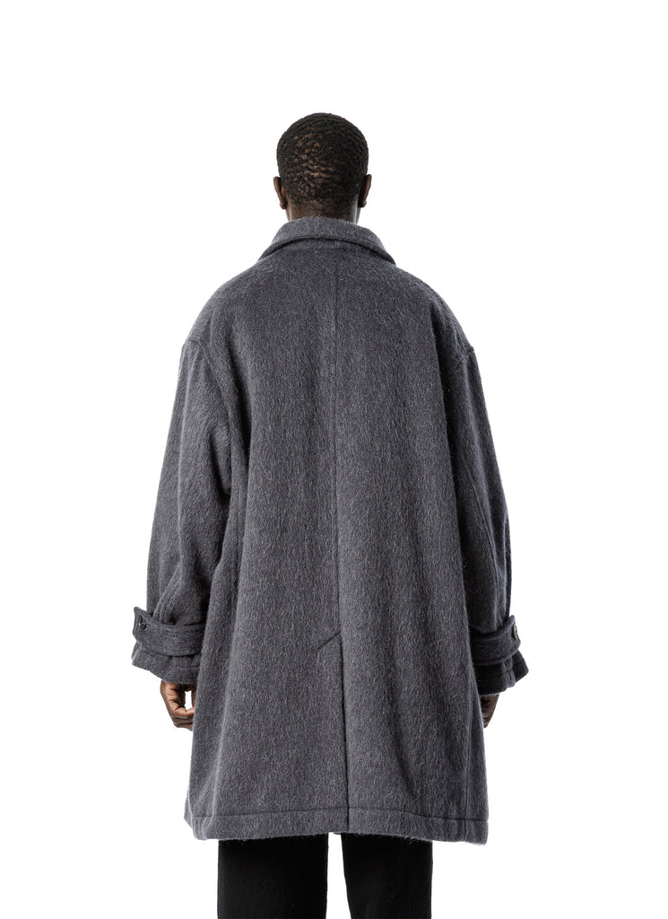 SANDINISTA MFG "SHAGGY WOOL SHAWL COLLAR COAT" GRAY