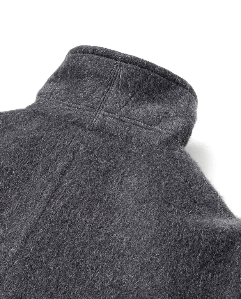 SANDINISTA MFG "SHAGGY WOOL SHAWL COLLAR COAT" GRAY