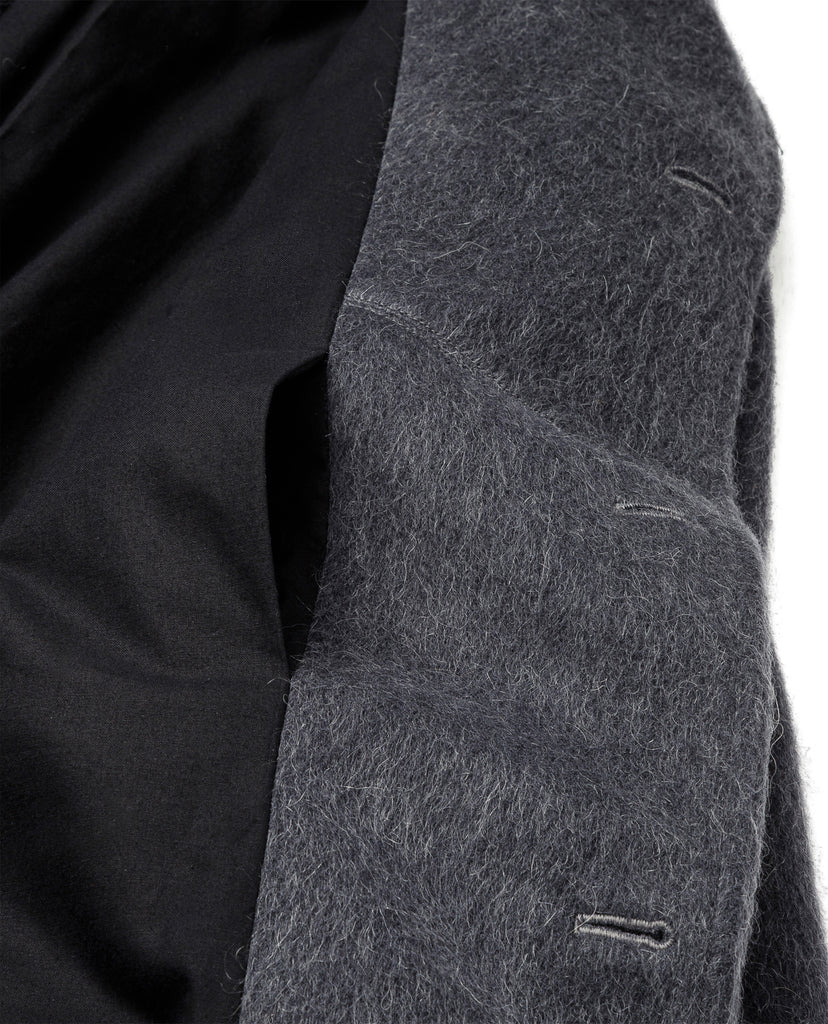 SANDINISTA MFG "SHAGGY WOOL SHAWL COLLAR COAT" GRAY