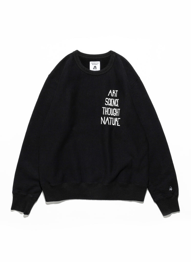 TACOMAFUJI RECORDS "ART SCIENCE THOUGHTS NATURE SWEATSHIRT designed by Yachiyo Katsuyama" BLACK