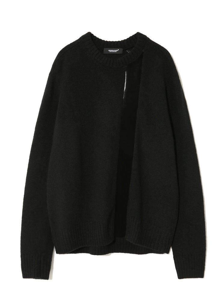 UNDERCOVER "PVC SWITCHING WOOL SWEATER" BLACK
