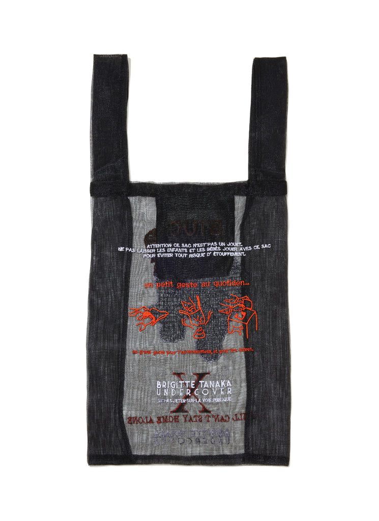 UNDERCOVER X BRIGITTE TANAKA "EMBROIDERY NYLON ORGANZA BAG" BLACK