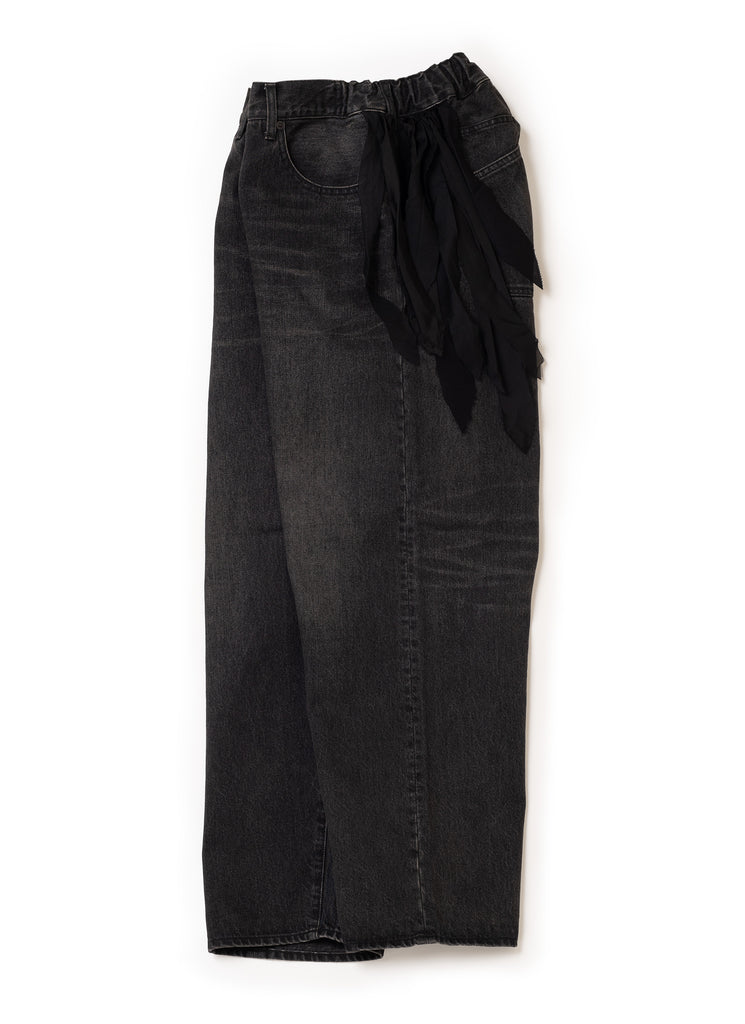 UNDERCOVER "FRINGED WIDE LEG JEANS" BLACK