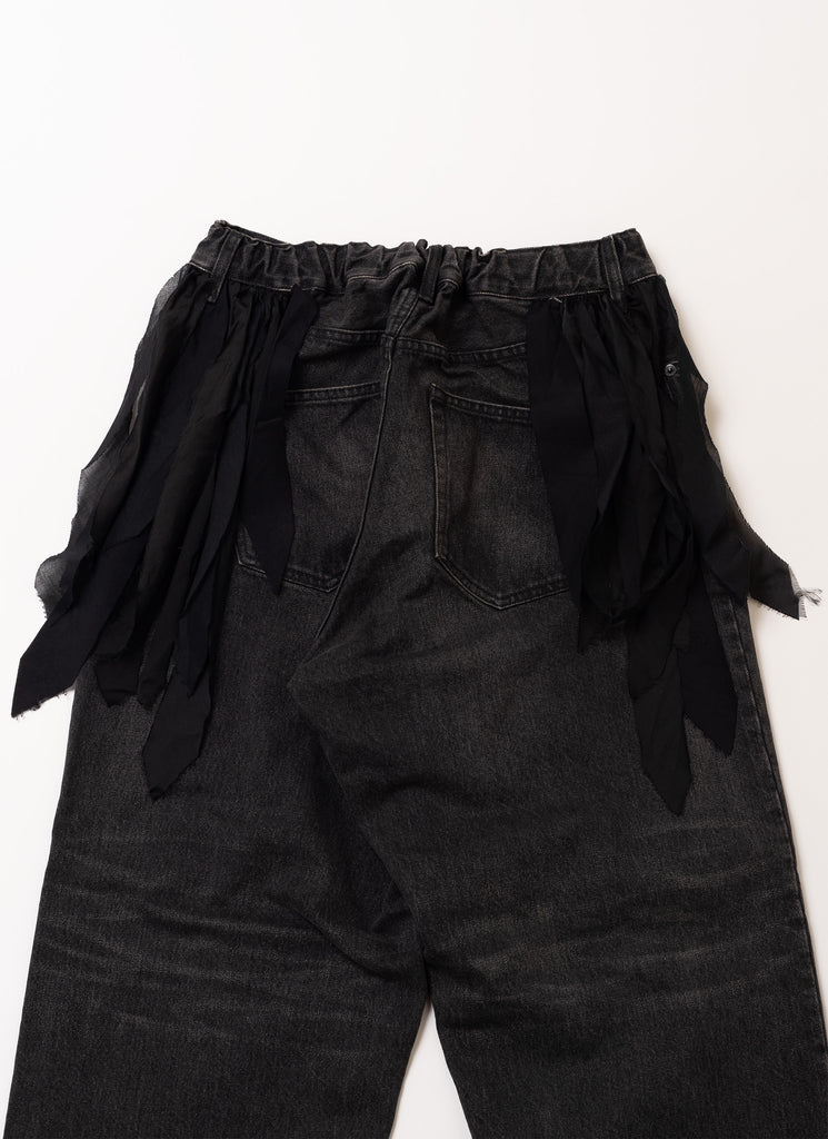UNDERCOVER "FRINGED WIDE LEG JEANS" BLACK