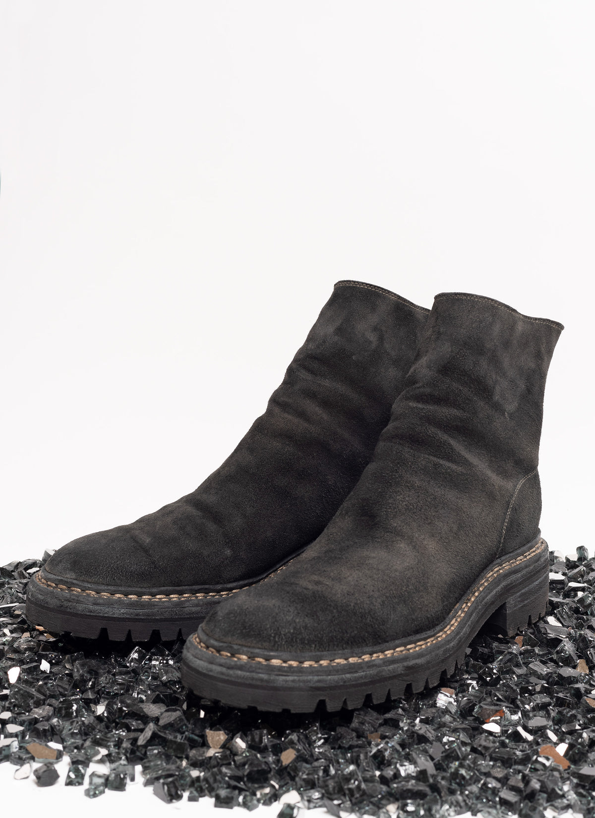 nonnative X UNDERCOVER BACK ZIP MIDDLE BOOTS HORSE LEATHER BY GUIDI  CHARCOAL