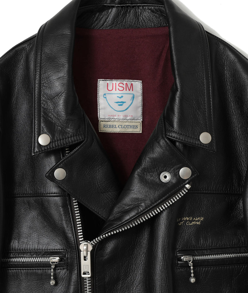 UNDERCOVER "DOUBLE BREAST LEATHER RIDERS JACKET" BLACK