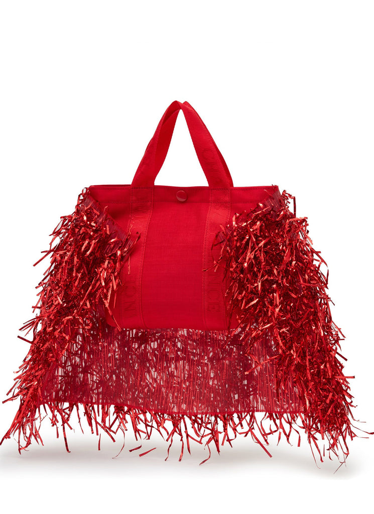 UNDERCOVER "NYLON FRINGE TOTE BAG" RED