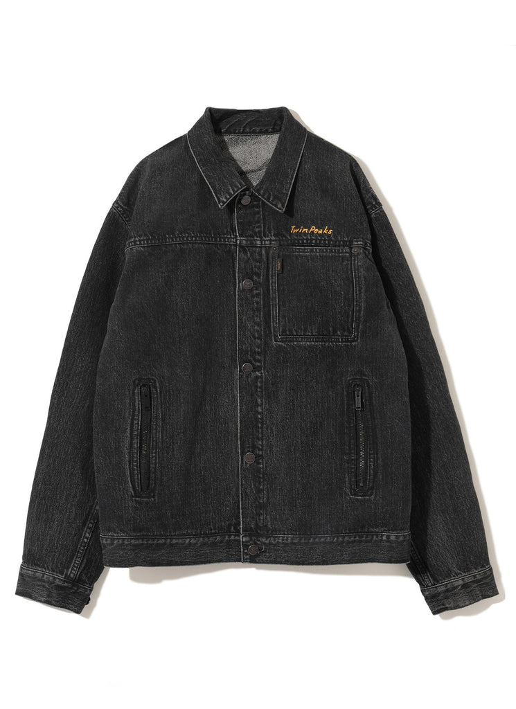 UNDERCOVER "TWIN PEAKS JACQUARD SWITCHING  DENIM JACKET" BLACK