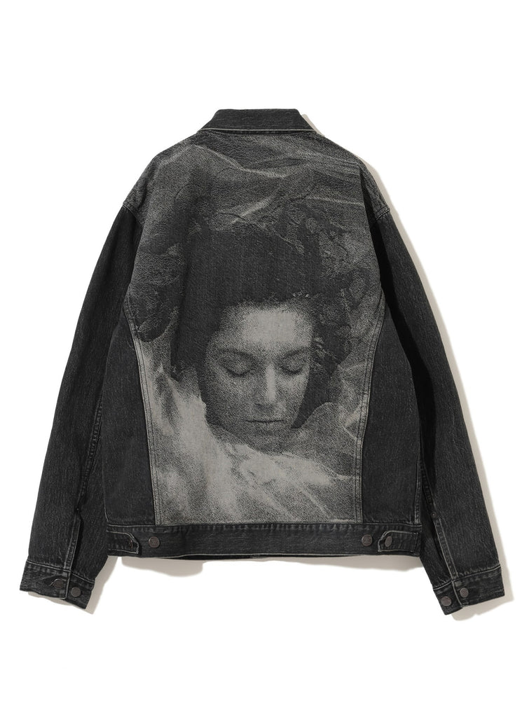 UNDERCOVER "TWIN PEAKS JACQUARD SWITCHING  DENIM JACKET" BLACK