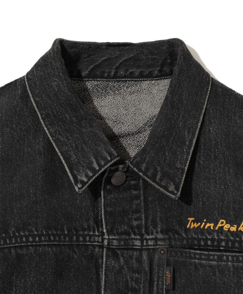 UNDERCOVER "TWIN PEAKS JACQUARD SWITCHING  DENIM JACKET" BLACK