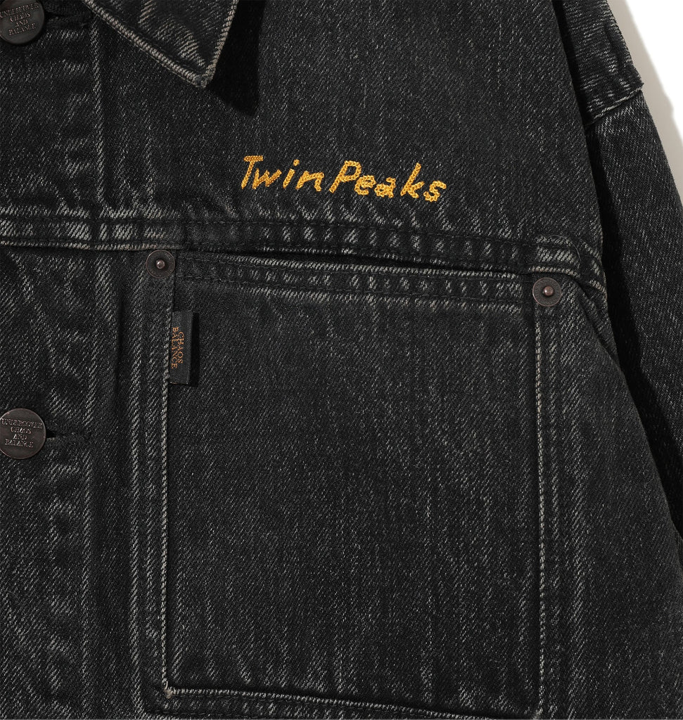 UNDERCOVER "TWIN PEAKS JACQUARD SWITCHING  DENIM JACKET" BLACK