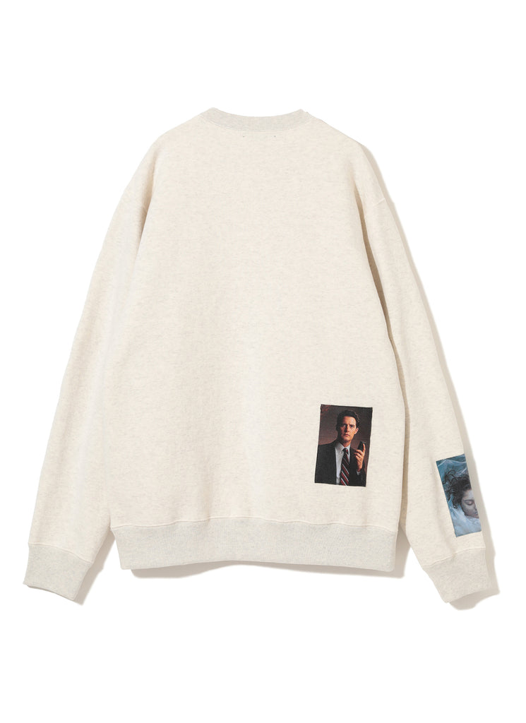 UNDERCOVER "TWIN PEAKS JACQUARD PATCH CREW NECK SWEAT TOP" IVORY