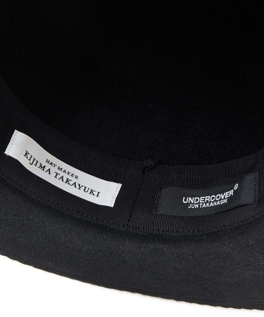 UNDERCOVER X KIJIMA TAKAYUKI "RABBIT FUR PINKING BOWLER HAT" BLACK
