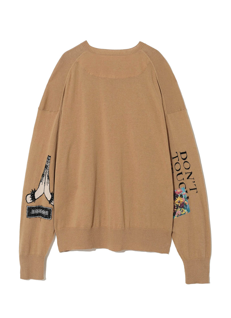 UNDERCOVER "CASHMERE BLEND COTTON KNIT PULLOVER" BEIGE