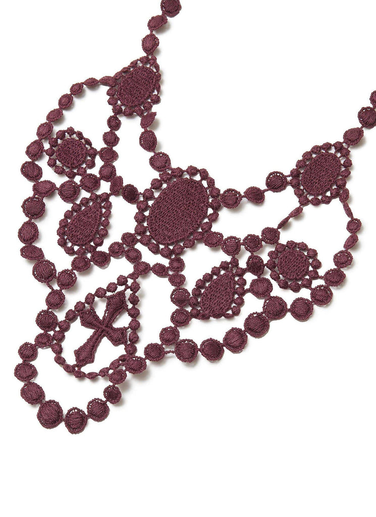 UNDERCOVER "COTTON LACE NECKLACE UC1E4N04" F.BORDEAUX