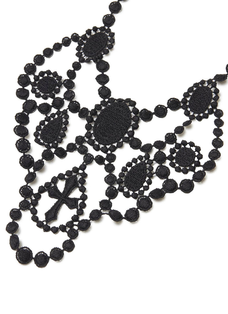 UNDERCOVER "COTTON LACE NECKLACE UC1E4N04" BLACK