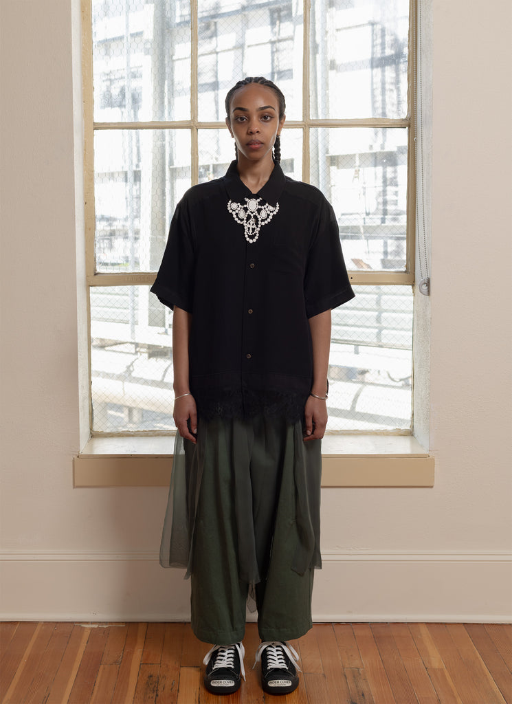 UNDERCOVER "SHORT SLEEVE OPEN COLLAR RAYON SHIRT" BLACK