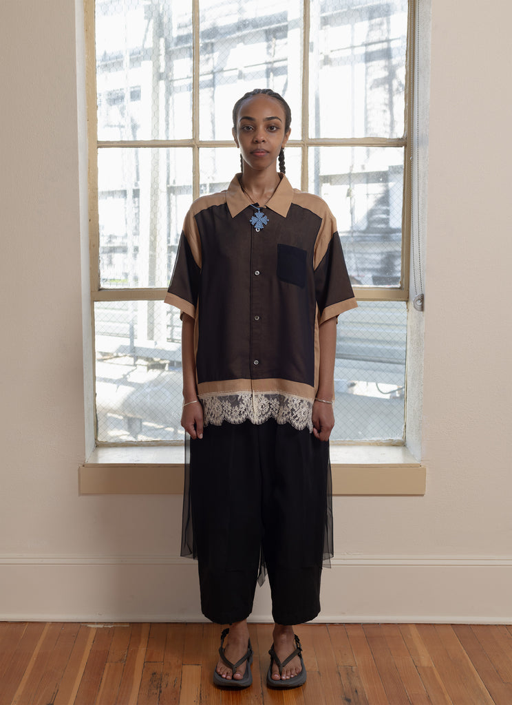 UNDERCOVER "SHORT SLEEVE OPEN COLLOR RAYON SHIRT" BEIGE