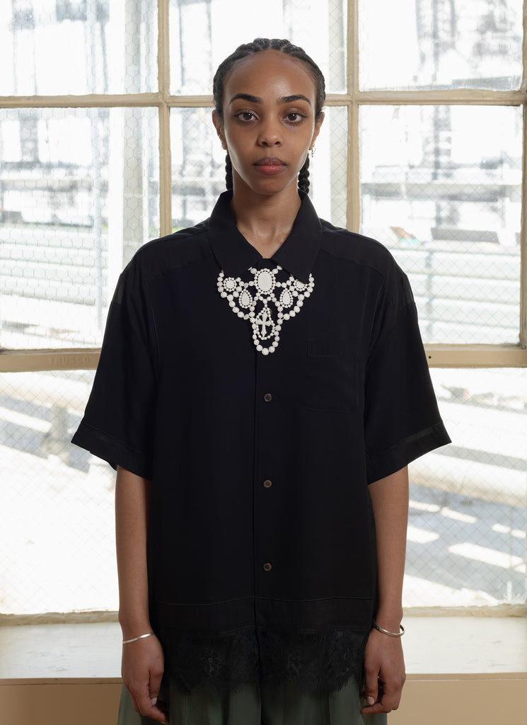UNDERCOVER "SHORT SLEEVE OPEN COLLAR RAYON SHIRT" BLACK