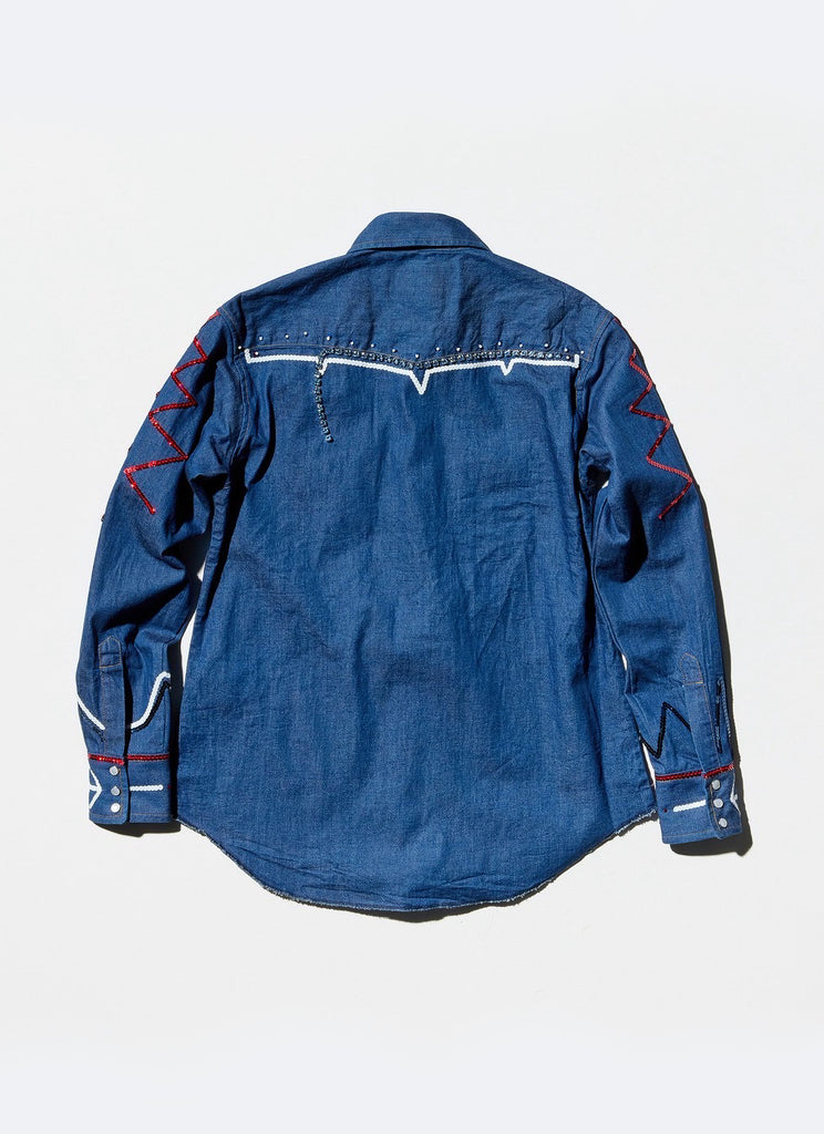VELVET "VELVET FORMATION SEQUIN DENIM SHIRT" INDIGO