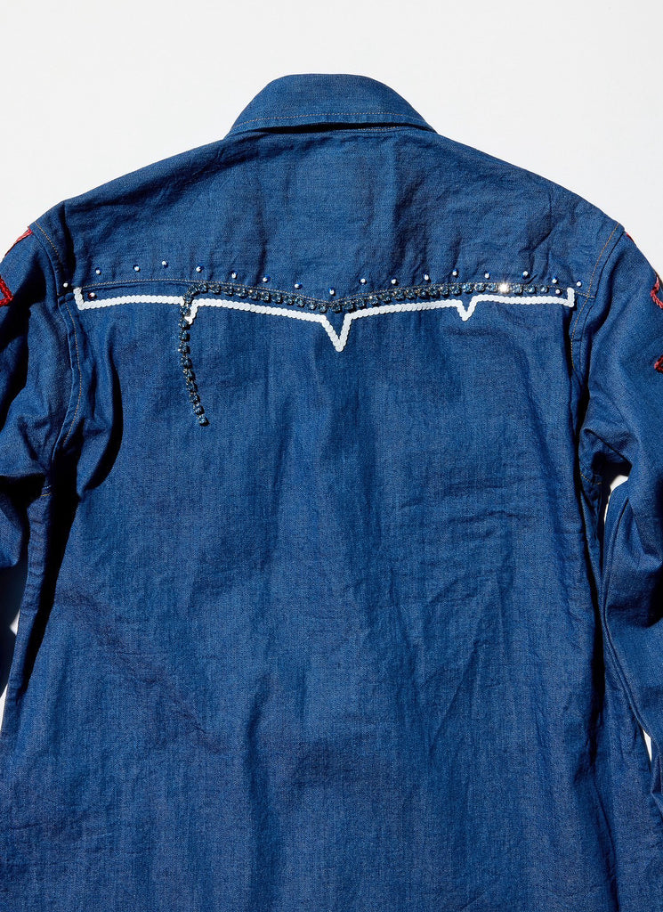 VELVET "VELVET FORMATION SEQUIN DENIM SHIRT" INDIGO
