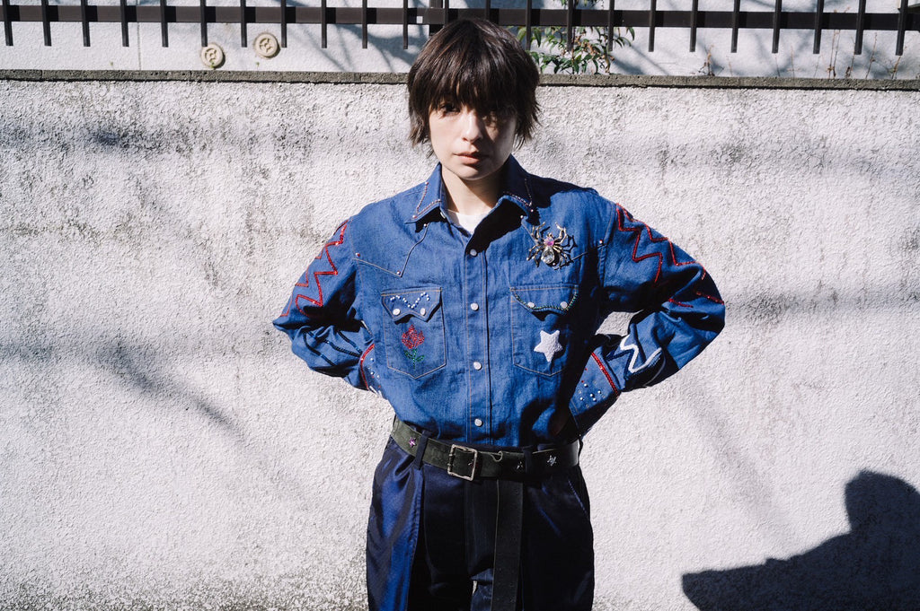 VELVET "VELVET FORMATION SEQUIN DENIM SHIRT" INDIGO