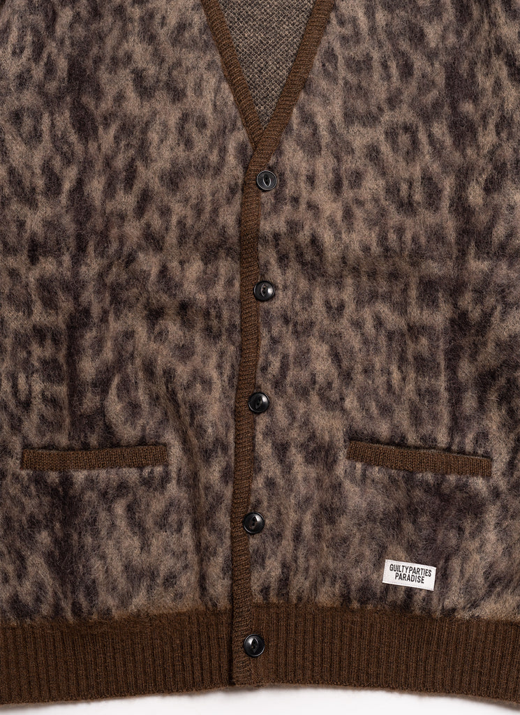 Wacko Maria Brown & Beige Leopard Jacquard Cardigan - Luxed