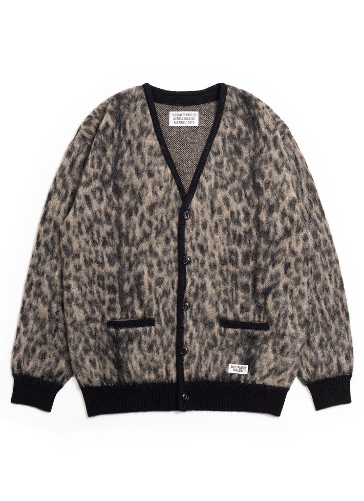 100％本物 WACKO GRAY Cardigan MOHAIR Leopard MARIA カーディガン