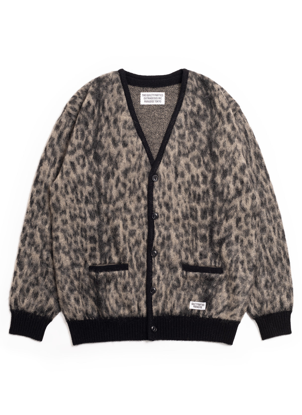 WACKO MARIA Leopard MOHAIR Cardigan GRAY-