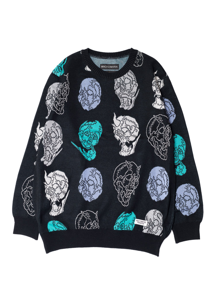 WACKO MARIA/GULTY PARTIES X 56 STUDIO TATTOO "JACQUARD SWEATER" BLACK