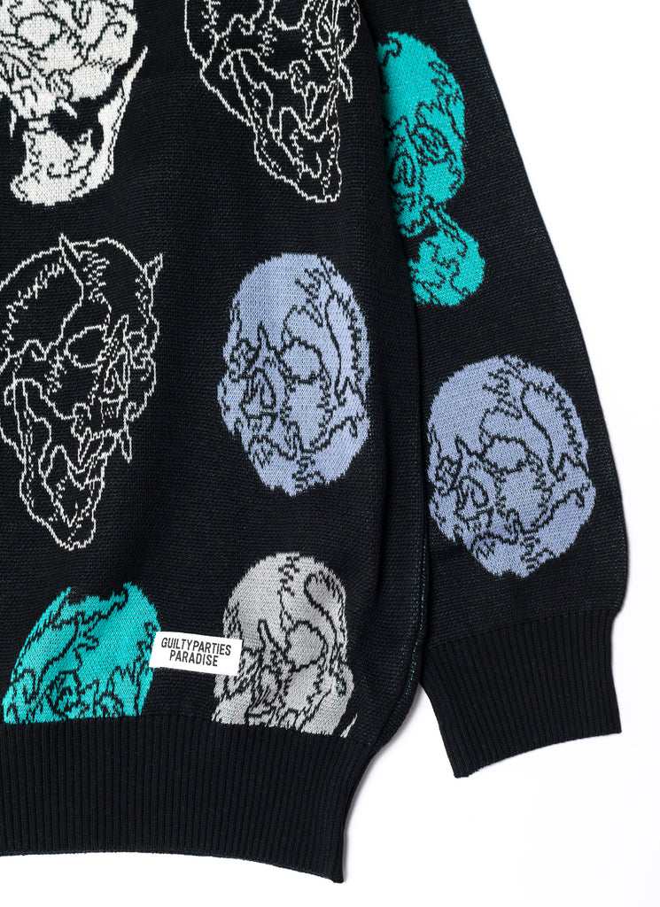 WACKO MARIA/GULTY PARTIES X 56 STUDIO TATTOO "JACQUARD SWEATER" BLACK