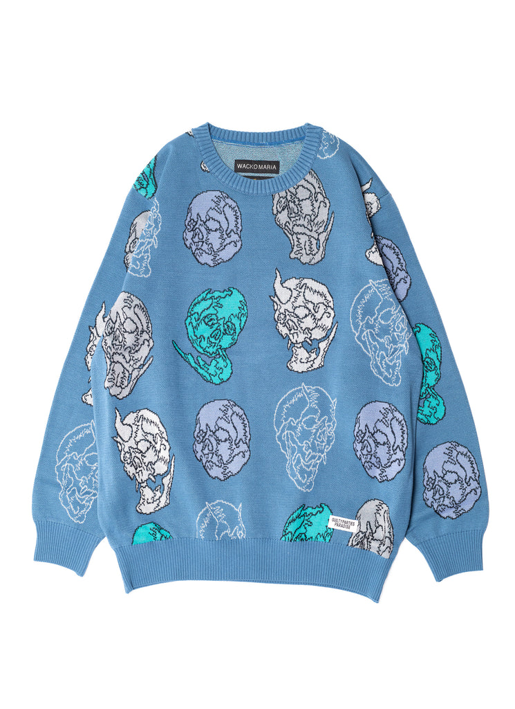 WACKO MARIA/GUILTY PARTIES X 56 STUDIO TATTOO "JACQUARD SWEATER" BLUE