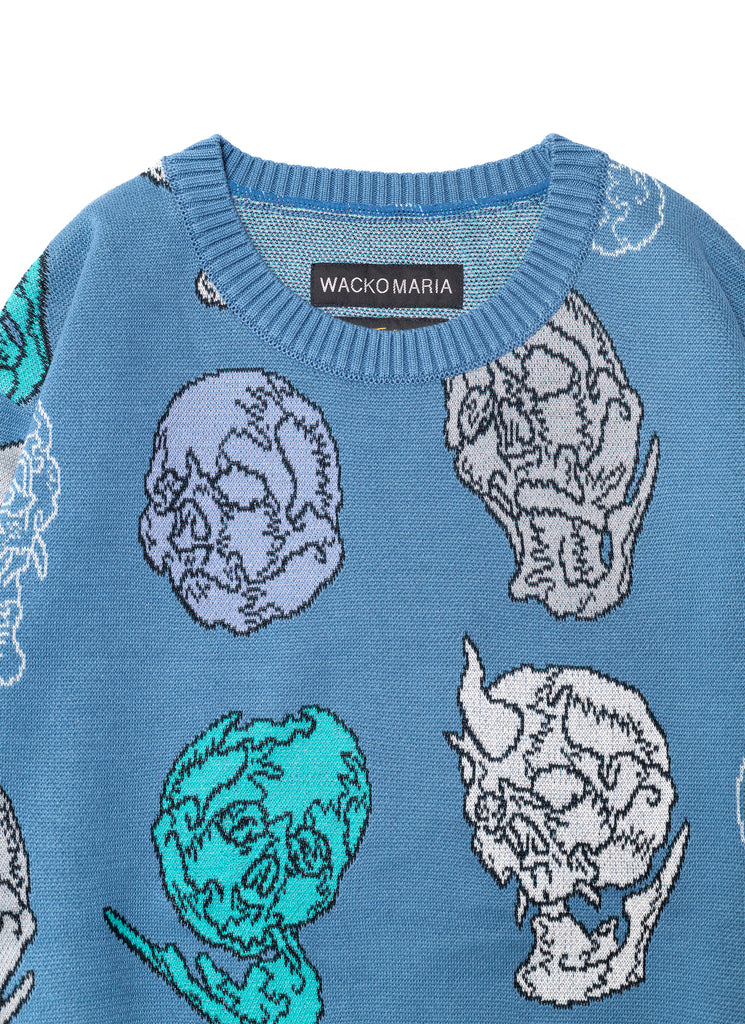 WACKO MARIA/GUILTY PARTIES X 56 STUDIO TATTOO "JACQUARD SWEATER" BLUE