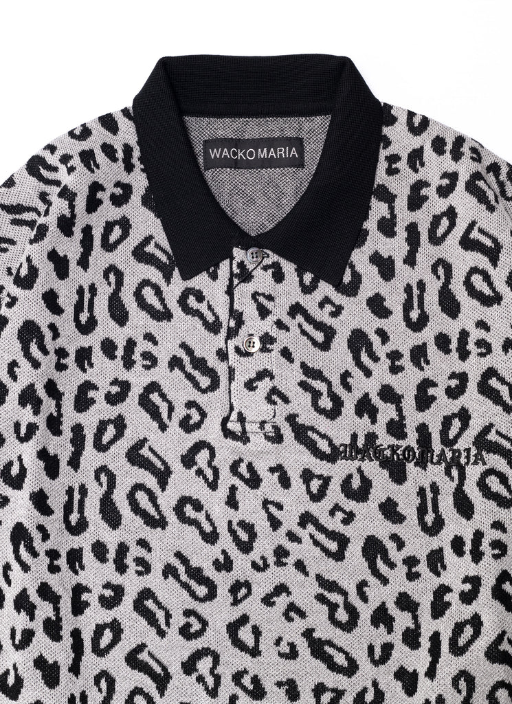 WACKO MARIA/GUILTY PARTIES "LEOPARD KNIT POLO SHIRT" GRAY