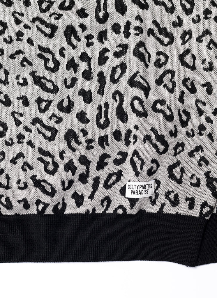 WACKO MARIA/GUILTY PARTIES "LEOPARD KNIT POLO SHIRT" GRAY